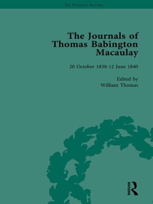 cover image of The Journals of Thomas Babington Macaulay Vol 1
